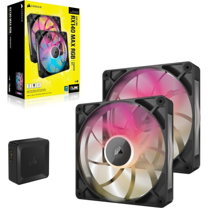 Комплект вентиляторов для корпуса с контроллером Corsair iCUE LINK RX140 RGB MAX Dual Pack + Hub CO-9051036-WW