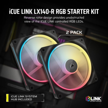 Вентилятор для корпуса Corsair iCUE LINK LX140R RGB Reverse Dual Pack CO-9051052-WW