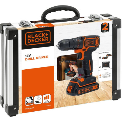 Дрель-шуруповерт Black & Decker BDCDC18BAFC (с 2-мя АКБ, кейс)