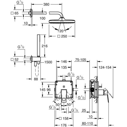Душевая система  Grohe Eurocube 25289000