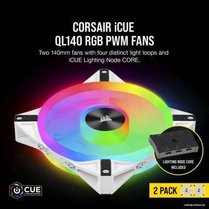 Комплект вентиляторов для корпуса Corsair iCUE QL140 RGB White Dual Pack CO-9050106-WW