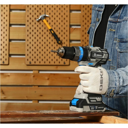 Ударная дрель-шуруповерт Deko DKBL20ID02-S1 (с 1-им АКБ)