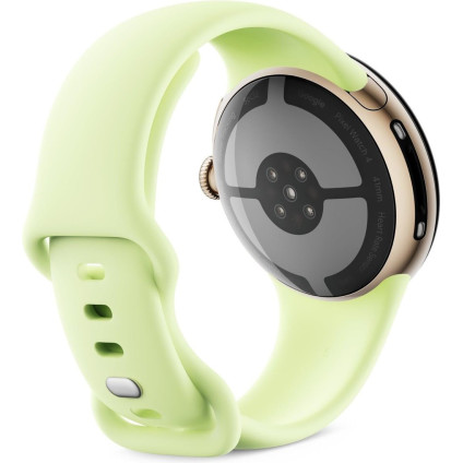 Умные часы Google Pixel Watch 4 41 мм (глянцевый золотистый/лемонграсс, спортивный силиконовый ремешок)