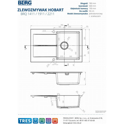Кухонная мойка Berg Hobart BRQ2211