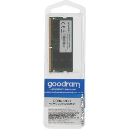 Оперативная память GOODRAM 32ГБ DDR4 SODIMM 3200 МГц GR3200S464L22/32G