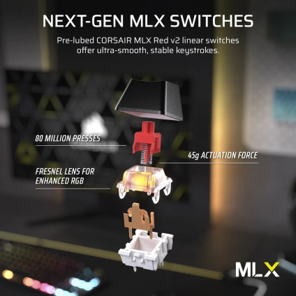 Клавиатура Corsair K70 Core TKL Wireless RGB (черный, Corsair MLX Red V2, нет кириллицы)