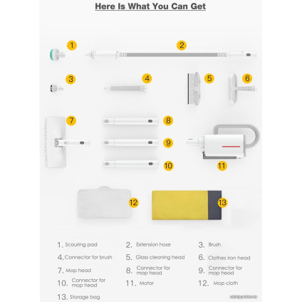 Паровая швабра Deerma ZQ610 (евровилка)