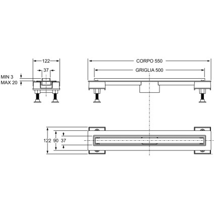 Трап/канал Bonomini L50 6825KX50S