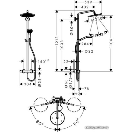 Душевая система  Hansgrohe Croma Select 280 Air 1jet 26790000
