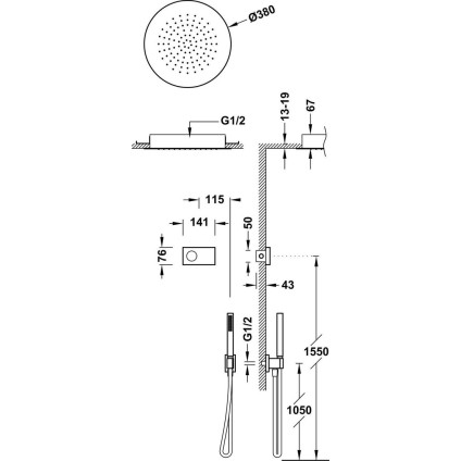 Душевая система  Tres Shower Technology 09288555NM