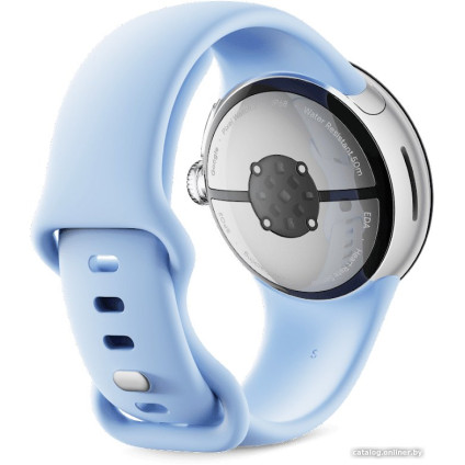Умные часы Google Pixel Watch 2 LTE (глянцевый серебристый/залив, спортивный силиконовый ремешок)