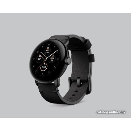 Умные часы Google Pixel Watch (глянцевый серебристый/угольный, спортивный силиконовый ремешок)