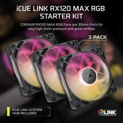 Вентилятор для корпуса Corsair iCUE LINK RX120 MAX RGB Triple Pack CO-9051034-WW