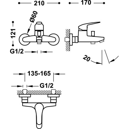 Душевой гарнитур  Tres Base plus 21617010NM