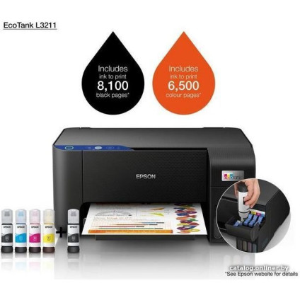 МФУ Epson EcoTank L3211 (ресурс стартовых контейнеров 6500/8100, контейнер 003)