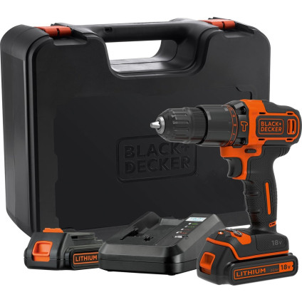 Ударная дрель-шуруповерт Black & Decker BDCHD18K1B2 (с 2-мя АКБ, кейс)