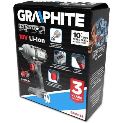 Гайковерт GRAPHITE 58G038 (без АКБ)