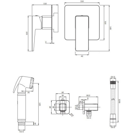 Гигиенический душ Omnires Parma SYSPMBI1BL