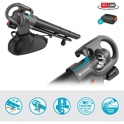 Колесная воздуходувка Gardena 14895-20 (с 1-им АКБ)