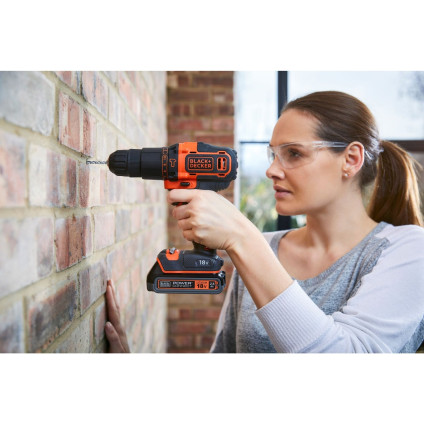 Ударная дрель-шуруповерт Black & Decker BDCHD18K1B2 (с 2-мя АКБ, кейс)