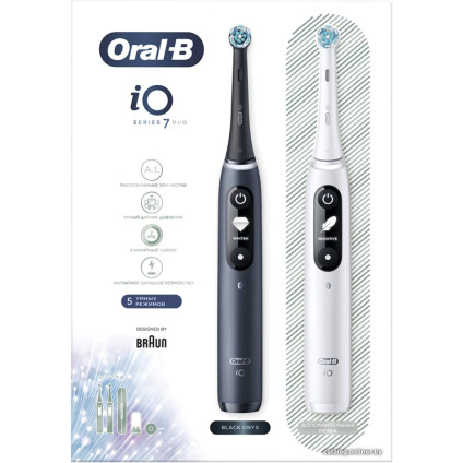 Комплект зубных щеток Oral-B iO 7 Duo (черный/белый) 4210201363040