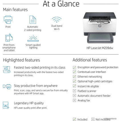 Принтер HP LaserJet M209dw 6GW62F