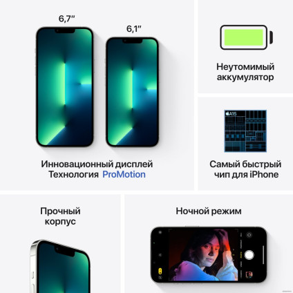 Телефон Apple iPhone 13 Pro Max 128GB (серебристый)