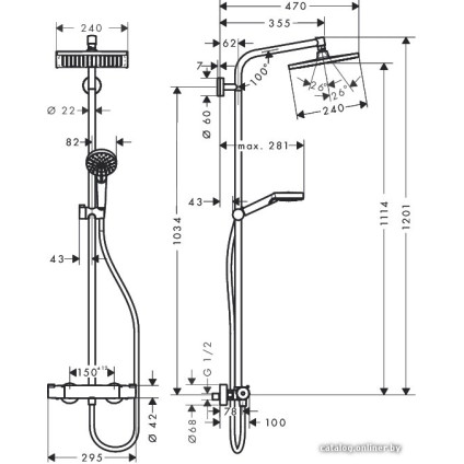 Душевая система  Hansgrohe Crometta Е 240 1jet Showerpipe [27271000]