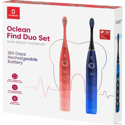 Комплект зубных щеток Oclean Find Duo Set Red-Blue
