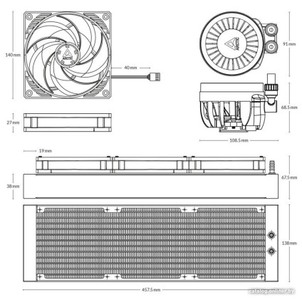 Система жидкостного охлаждения для процессора Arctic Liquid Freezer III 420 A-RGB White ACFRE00153A