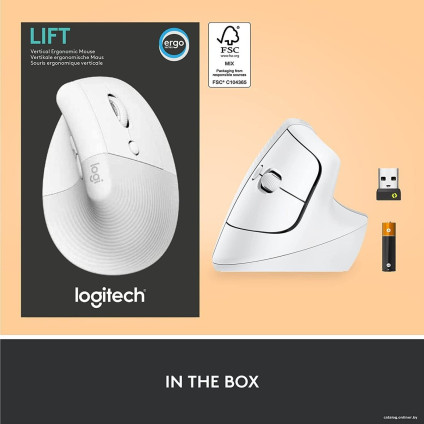 Вертикальная мышь Logitech Lift (белый)