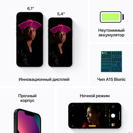 Телефон Apple iPhone 13 128GB (темная ночь)