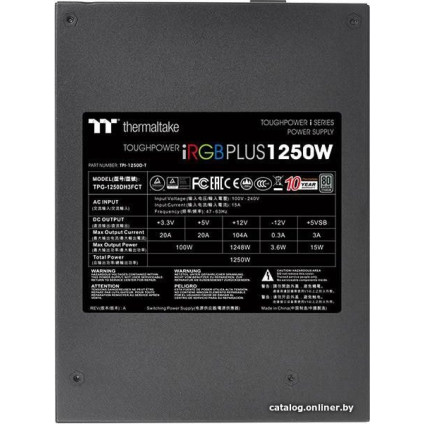 Блок питания Thermaltake Toughpower iRGB PLUS 1250W Titanium PS-TPI-1250DPCTEU-T